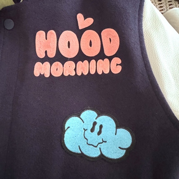 RokuStudio Hood Morning Navy and White Varsity Jacket Size Medium NWT - Picture 9 of 14